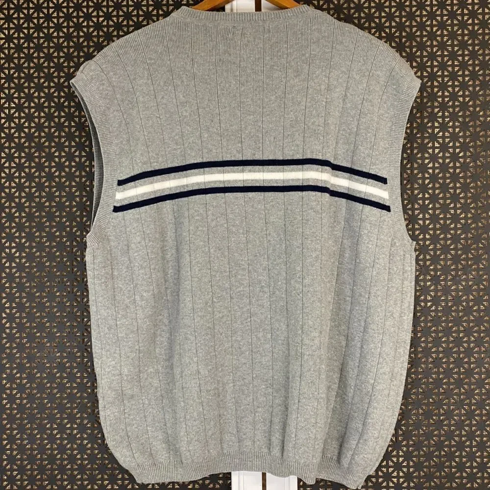 Mens Nautica Grey Sleeveless V Neck Pullover Sweater Size Medium